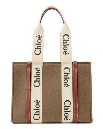 Chloe Medium Woody Tote Bag Apricot